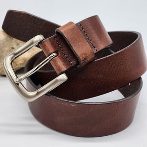 SALE/ Brown Leather Belt Silver Buckle